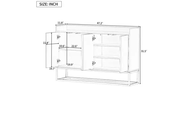 Buffet moderne élégant avec grand espace de rangement pour salle à manger, entrée
