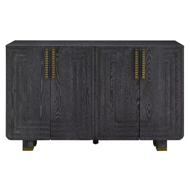 Buffet vintage à 4 portes de 54 po avec rangement et étagères réglables pour salle à manger et salon, noir
