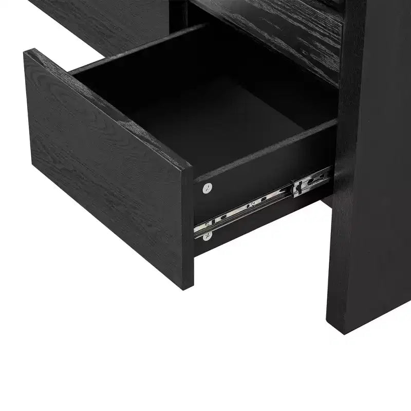 Buffet bahut moderne de 60" avec étagère ouverte de rangement et tiroirs, noir