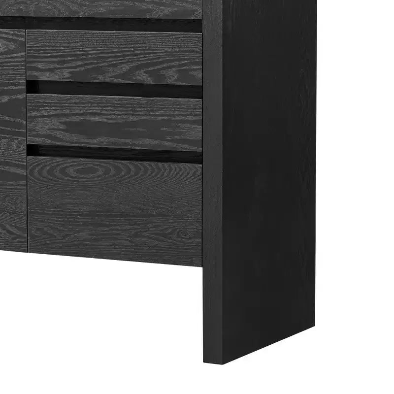Buffet bahut moderne de 60" avec étagère ouverte de rangement et tiroirs, noir
