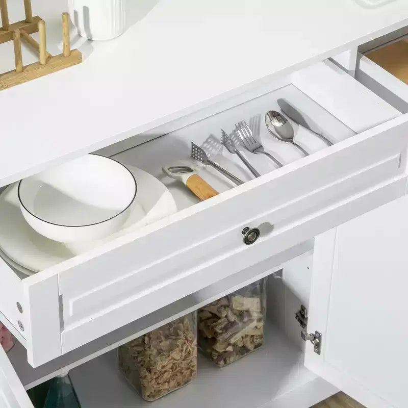 Meuble buffet/bahut, Buffet d'appoint moderne avec 2 tiroirs et étagères réglables, Meuble d'entrée