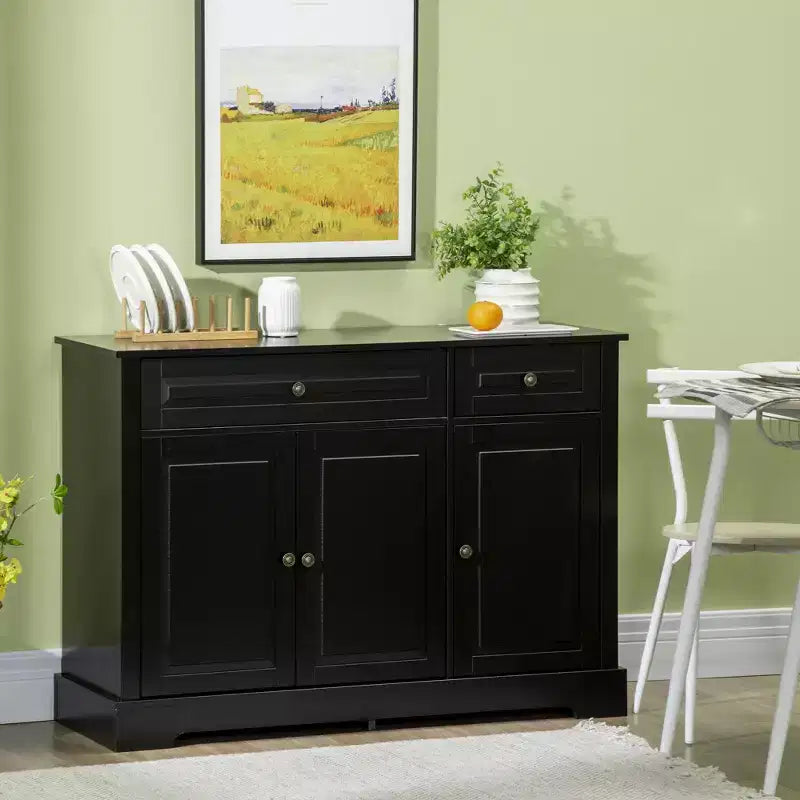 Meuble buffet/bahut, Buffet d'appoint moderne avec 2 tiroirs et étagères réglables, Meuble d'entrée