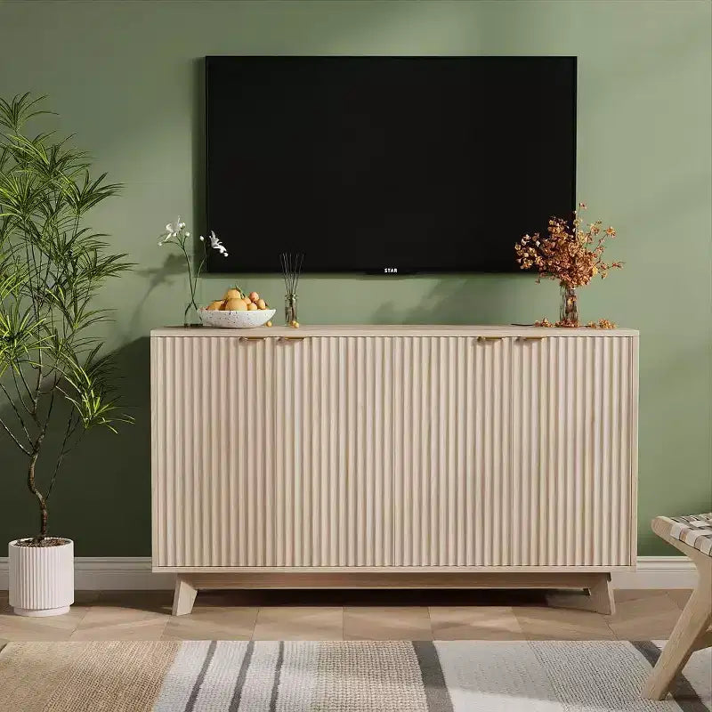 Meuble de rangement cannelé avec 4 portes pour buffet/bahut