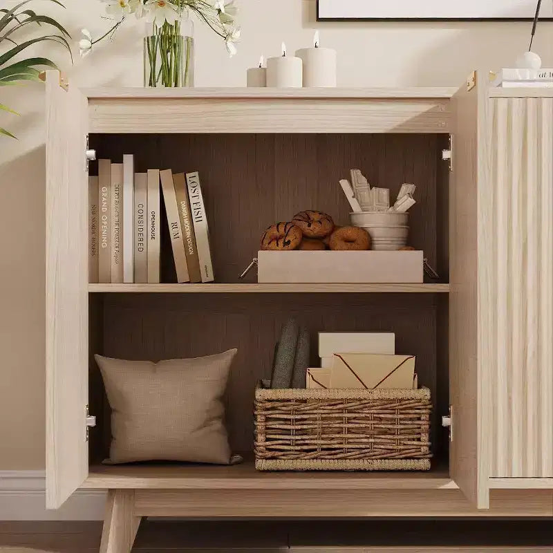 Meuble de rangement cannelé avec 4 portes pour buffet/bahut