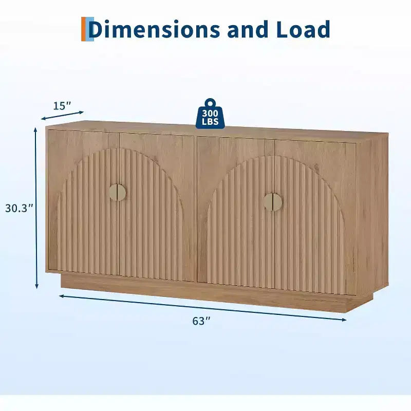 Coolmee Buffet de Bahut Moderne 160 cm, Grand Meuble de Rangement avec Poignées Dorées, et Portes, Table de Buffet pour Bar à Café pour Bureau à Domicile
