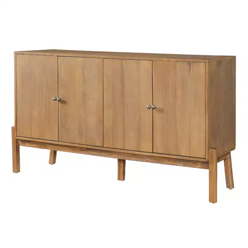 Buffet Bahut Vintage Burns avec meuble de rangement à 4 portes et poignées métalliques