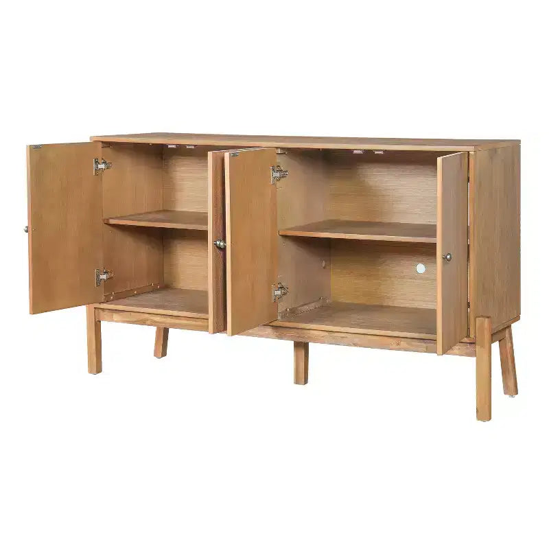 Buffet Bahut Vintage Burns avec meuble de rangement à 4 portes et poignées métalliques