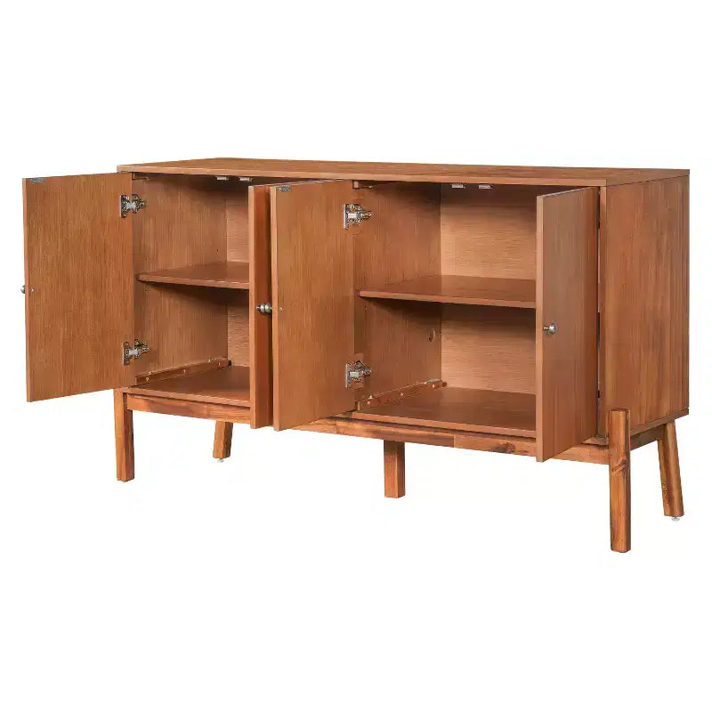 Buffet Bahut Vintage Burns avec meuble de rangement à 4 portes et poignées métalliques