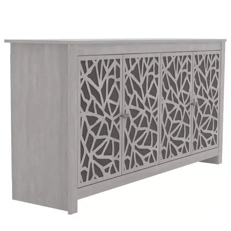 Buffet avec portes à découpes décoratives, noir 58,4 L 15,7 P 30 H
