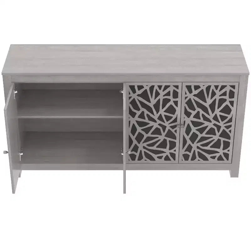 Buffet avec portes à découpes décoratives, noir 58,4 L 15,7 P 30 H