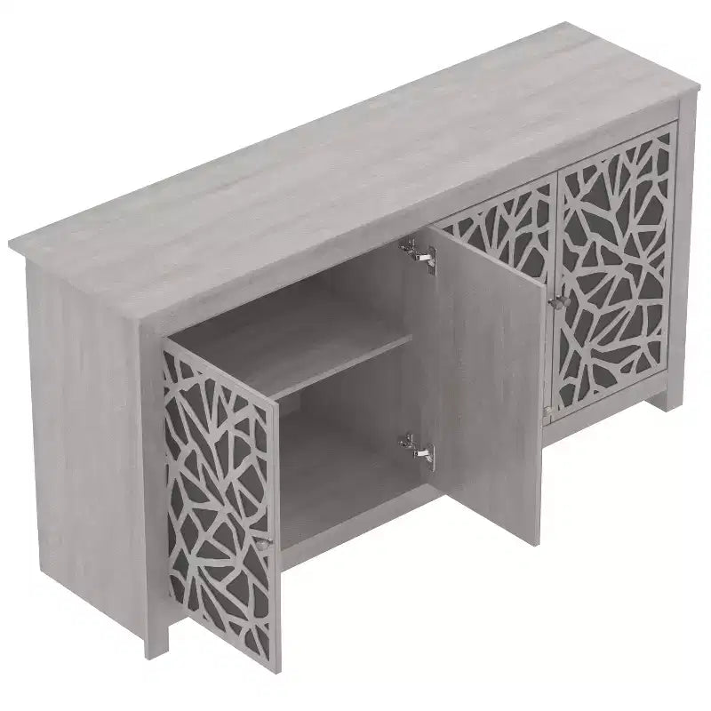 Buffet avec portes à découpes décoratives, noir 58,4 L 15,7 P 30 H