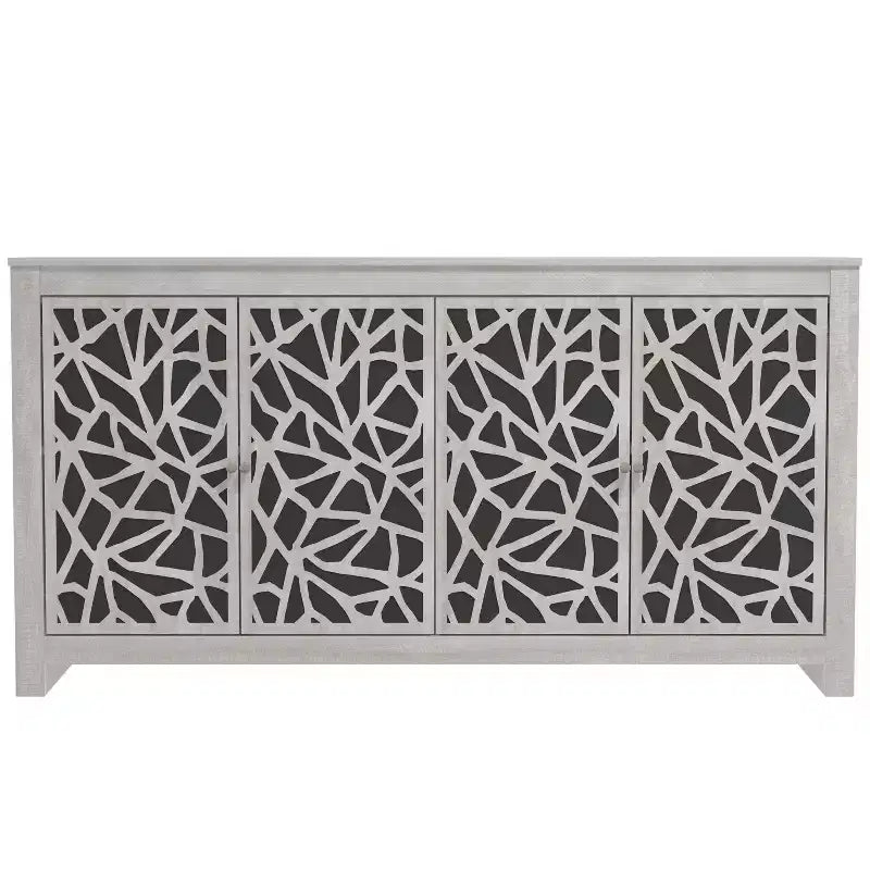 Buffet avec portes à découpes décoratives, noir 58,4 L 15,7 P 30 H