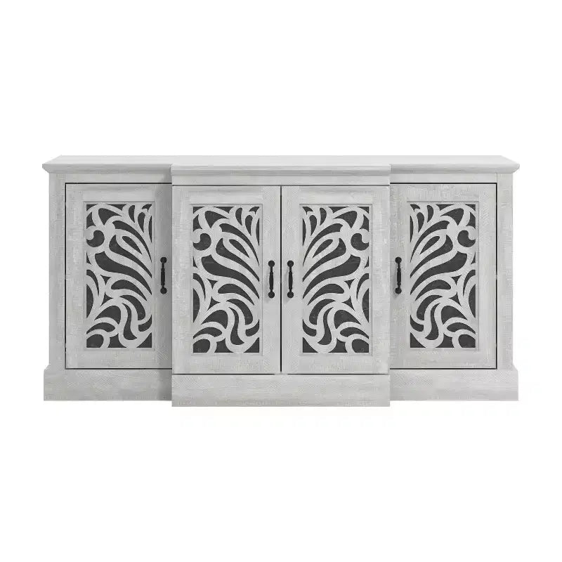 buffet avec portes à découpes traditionnelles gris 60.4 L 18.2 P 29.3 H