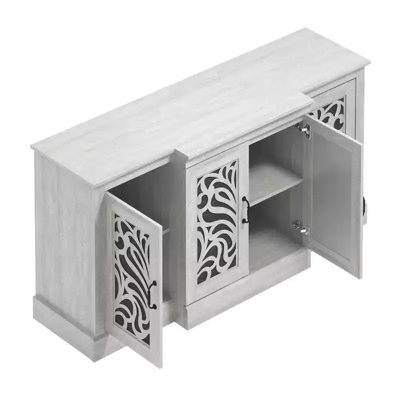 buffet avec portes à découpes traditionnelles gris 60.4 L 18.2 P 29.3 H