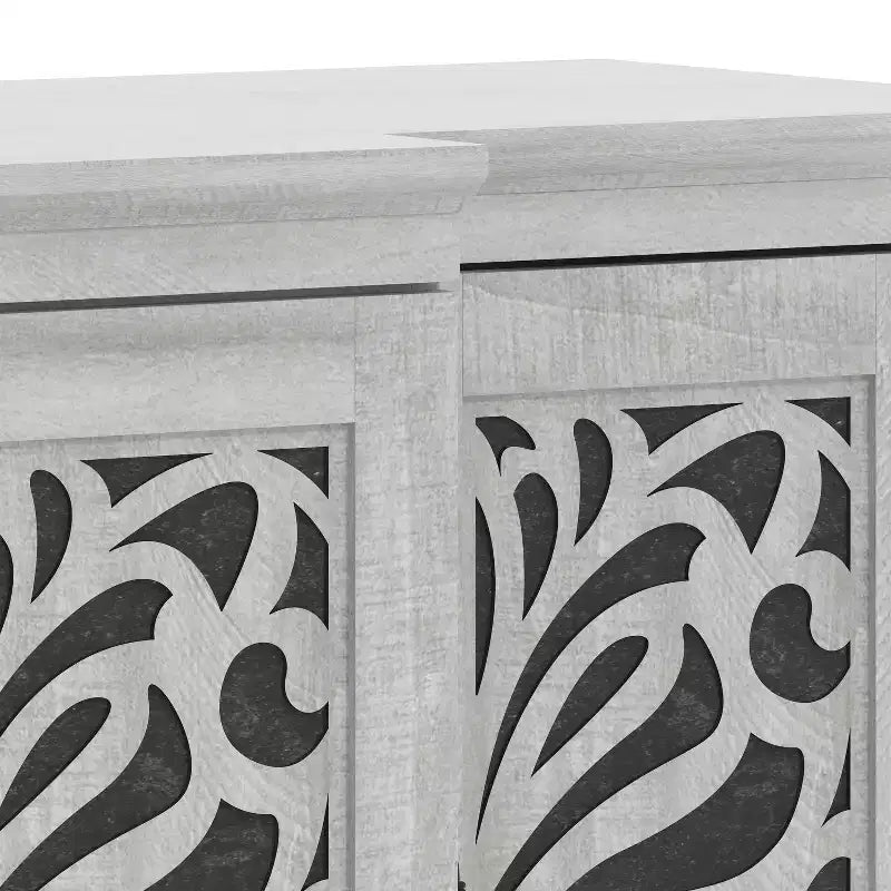 buffet avec portes à découpes traditionnelles gris 60.4 L 18.2 P 29.3 H