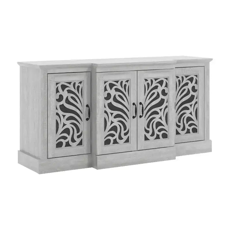 buffet avec portes à découpes traditionnelles gris 60.4 L 18.2 P 29.3 H