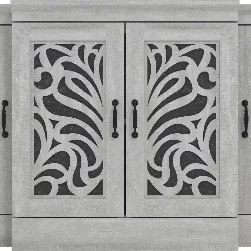 buffet avec portes à découpes traditionnelles gris 60.4 L 18.2 P 29.3 H