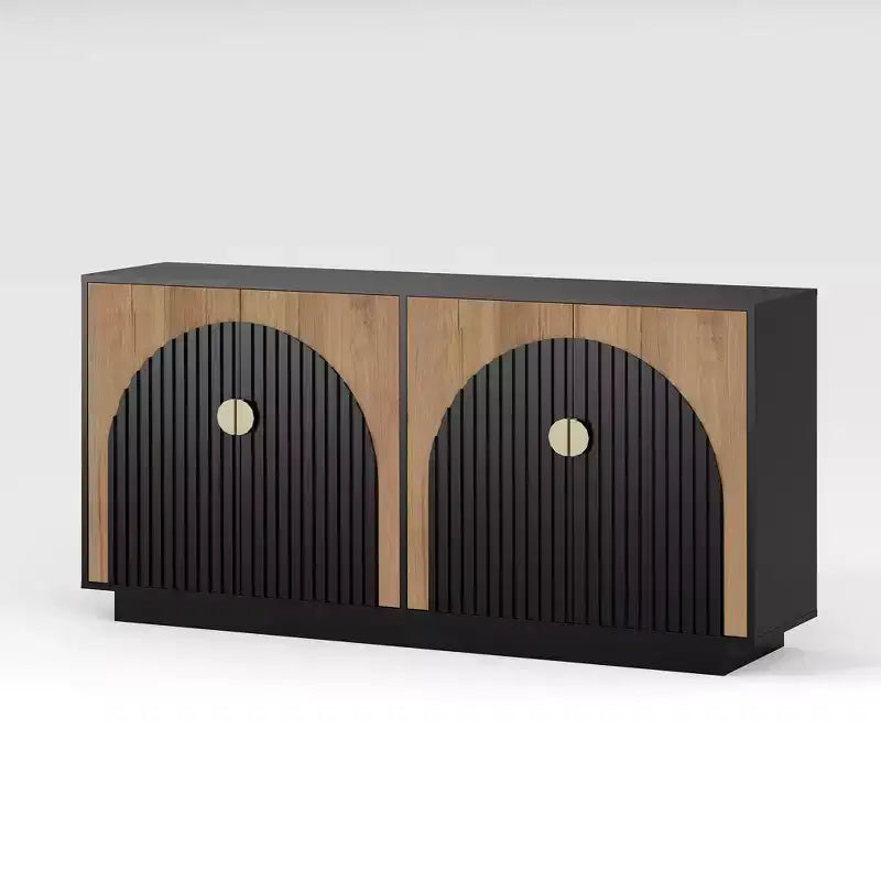 Buffet de salle à manger moderne de style campagnard avec rangement et portes cannelées - Console pour salle à manger, coin café et bar à vin