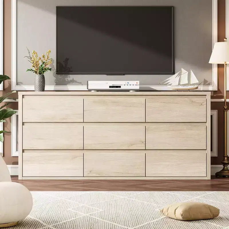 Commode 9 tiroirs pour chambre à coucher, grande commode moderne, organisateur de rangement en bois pour salon, couloir et entrée