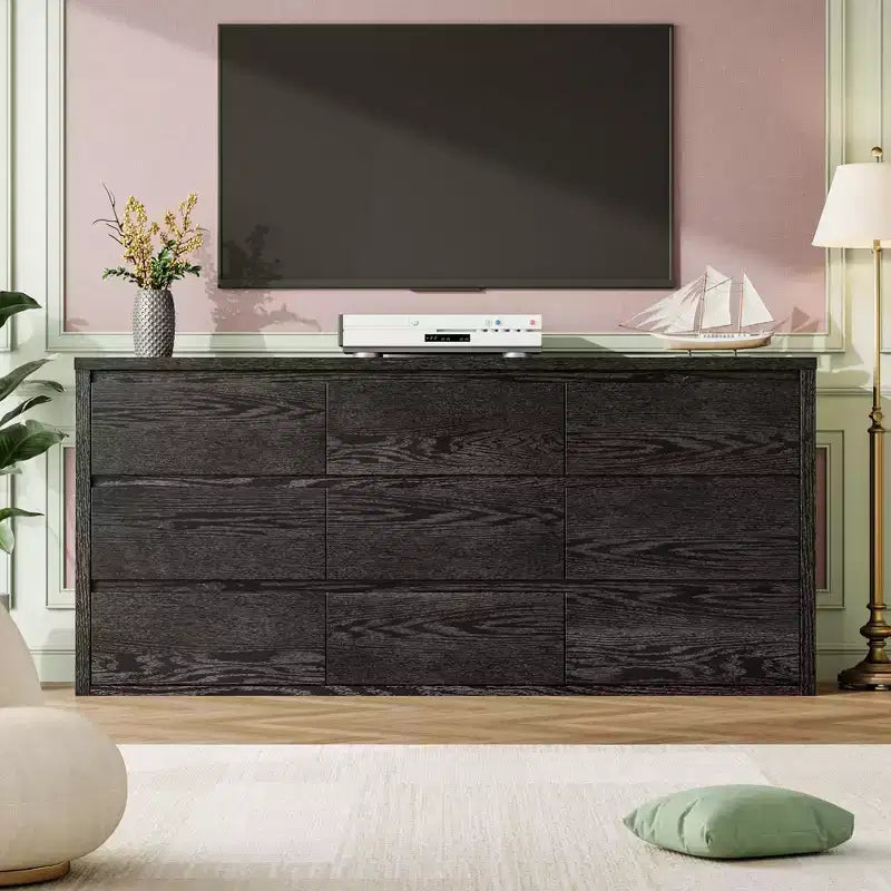 Commode 9 tiroirs pour chambre à coucher, grande commode moderne, organisateur de rangement en bois pour salon, couloir et entrée