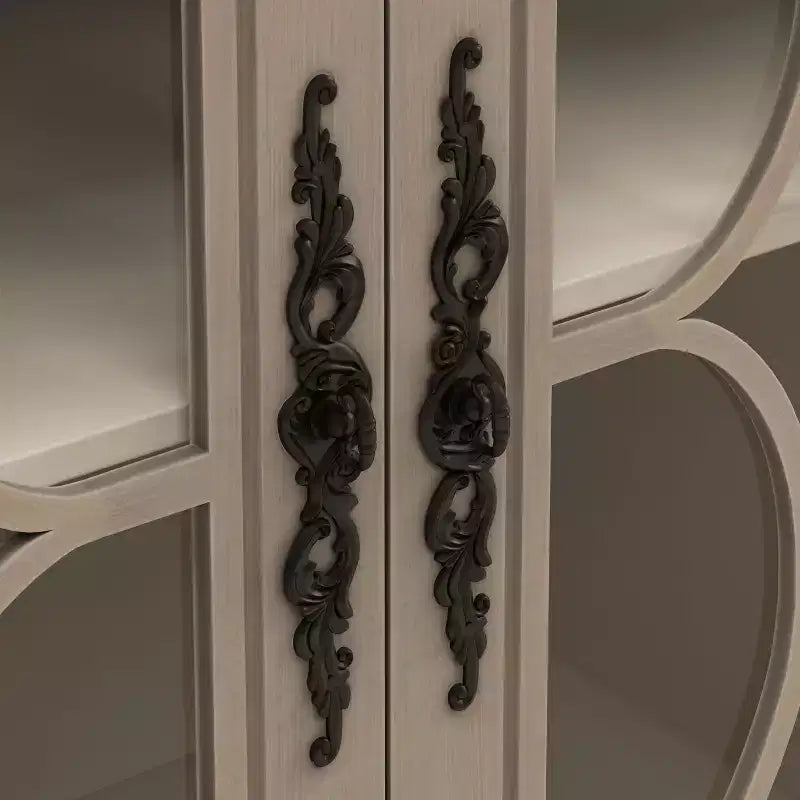 Buffet vaisselier, Vitrine 4 portes en verre trempé, 3 étagères réglables en hauteur, Meuble d'exposition sur pied pour la maison