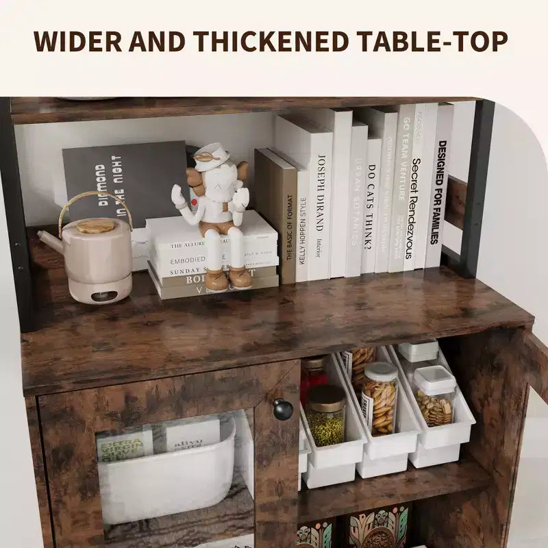 67 Meuble de rangement de cuisine haut, Meuble bar à vin autoportant, Buffet bar à café en bois pour salon, cuisine, salle de bain