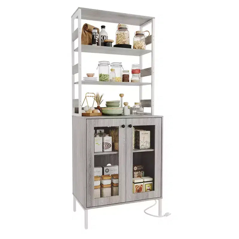 67 Meuble de rangement de cuisine haut, Meuble bar à vin autoportant, Buffet bar à café en bois pour salon, cuisine, salle de bain