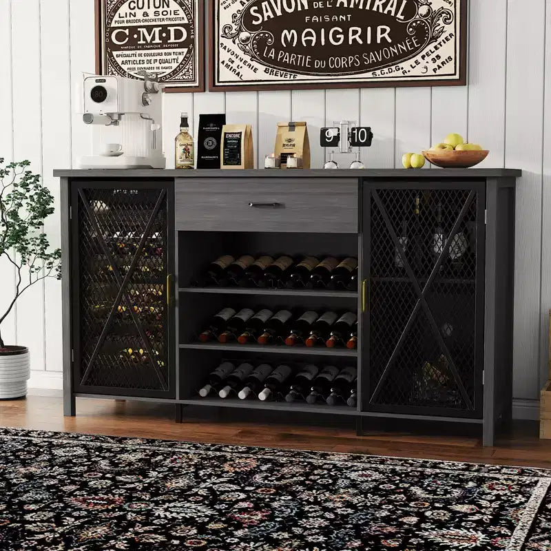 Meuble-bar à café avec rangement, buffet industriel avec tiroir, pour cuisine, salle à manger, salon