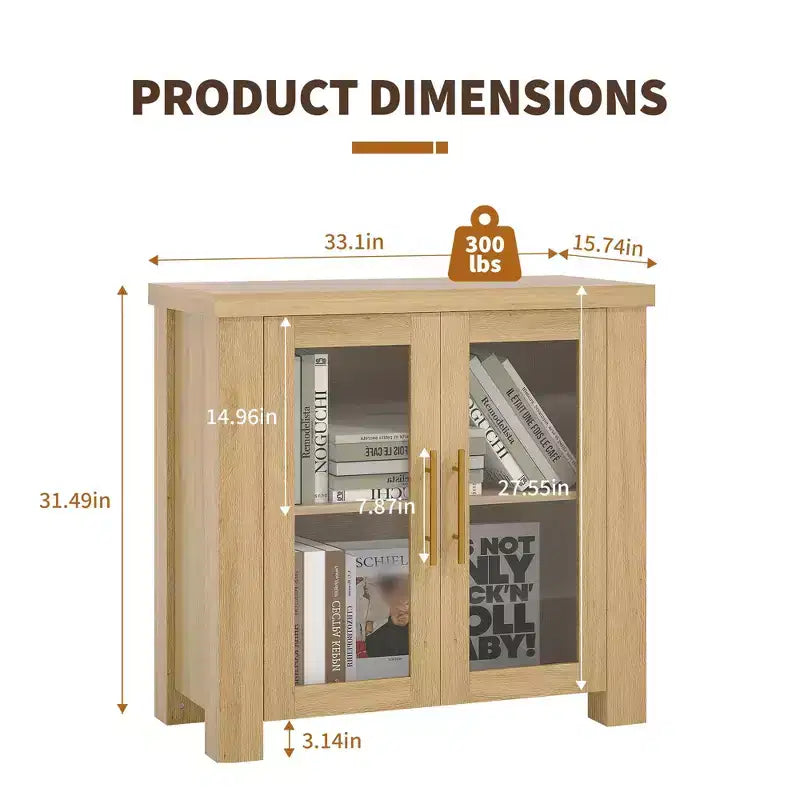 Bahut de rangement, Buffet de salle à manger/crédence de 150 cm avec portes en verre trempé, Table de buffet en bois pour salon, salle à manger, cuisine