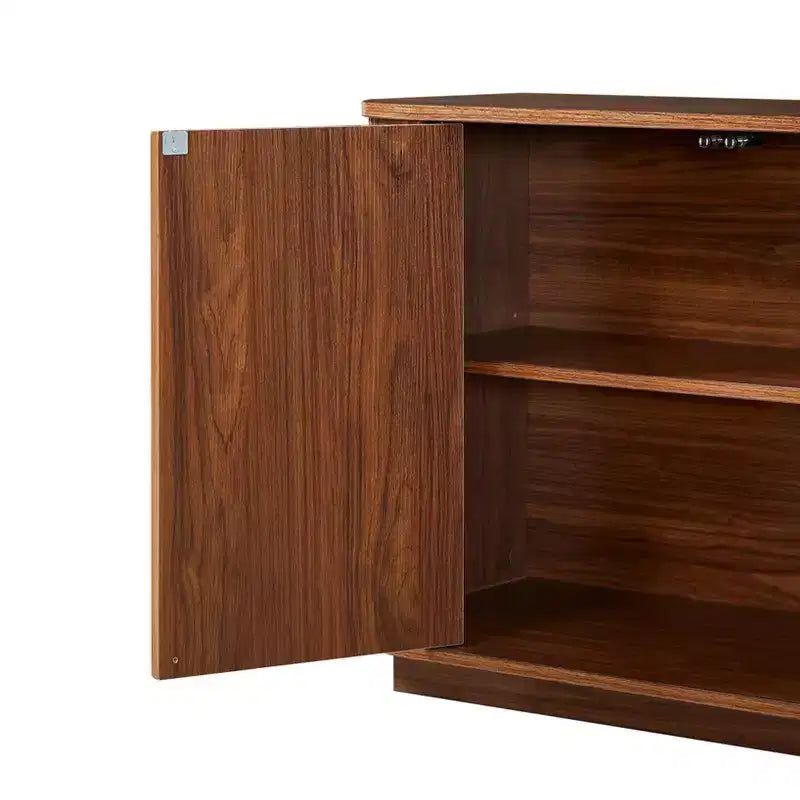 Meuble de rangement, meuble TV avec motif de vagues, buffet, meuble en bois à rayures verticales pour entrée. Noyer