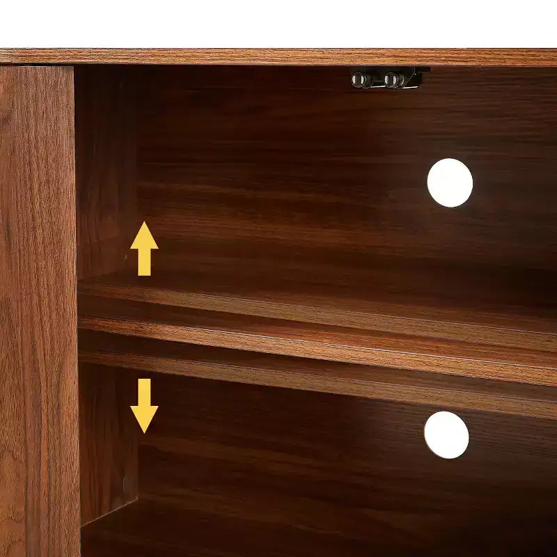 Meuble de rangement, meuble TV avec motif de vagues, buffet, meuble en bois à rayures verticales pour entrée. Noyer