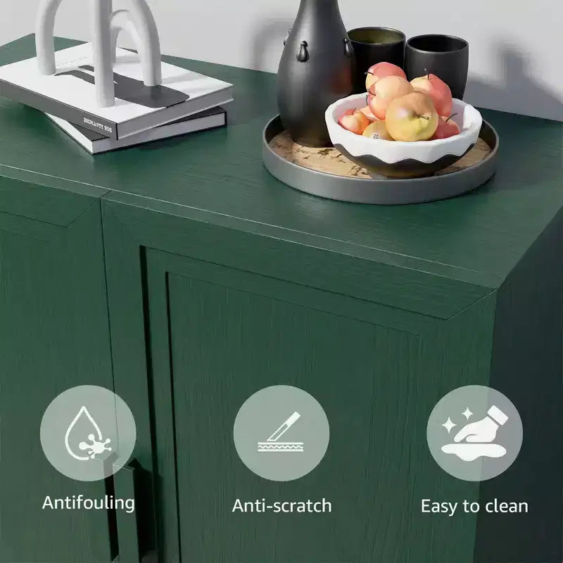 Meuble Buffet Vaisselier 62W, Meuble de Rangement de Cuisine Autonome avec 4 Portes et Étagères Réglables, Meuble Console d'Appoint Robuste
