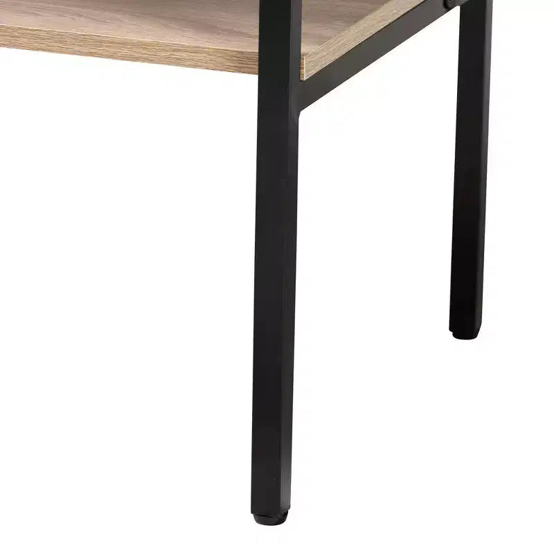 Buffet de salle à manger Asher en bois et métal, 2 portes, marron naturel/noir : Étagères fixes, structure en panneaux de particules