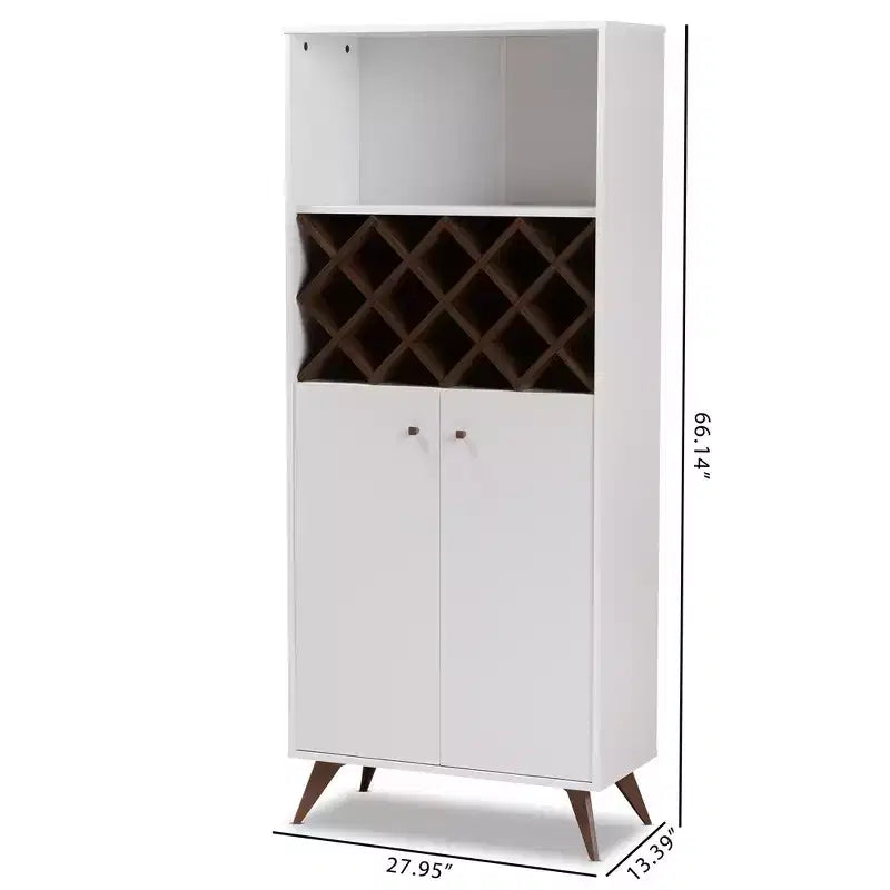 Meuble à vin en bois finition noyer et Serafino blanc/marron - BaxtonStudio