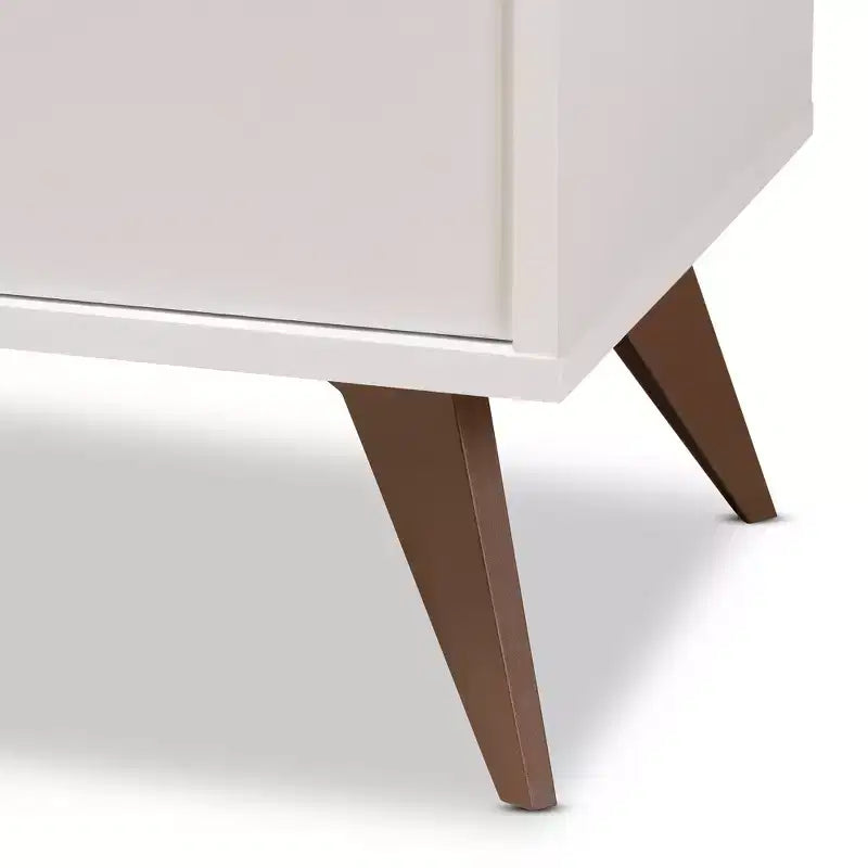 Meuble à vin en bois finition noyer et Serafino blanc/marron - BaxtonStudio