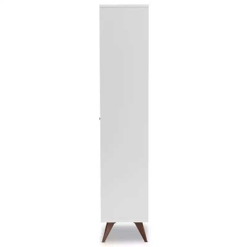 Meuble à vin en bois finition noyer et Serafino blanc/marron - BaxtonStudio