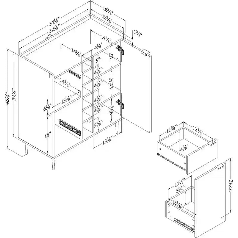 Buffet 2 portes avec rangement Noyer -