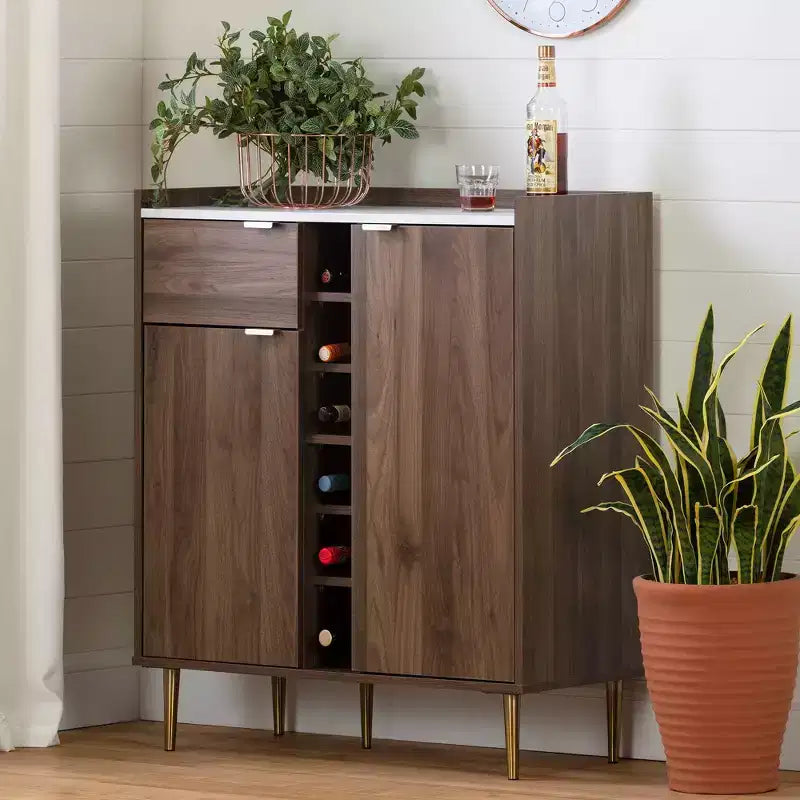 Buffet 2 portes avec rangement Noyer -