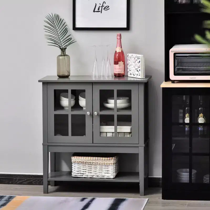 Meuble de rangement de cuisine HOMCOM avec 2 portes vitrées et étagères