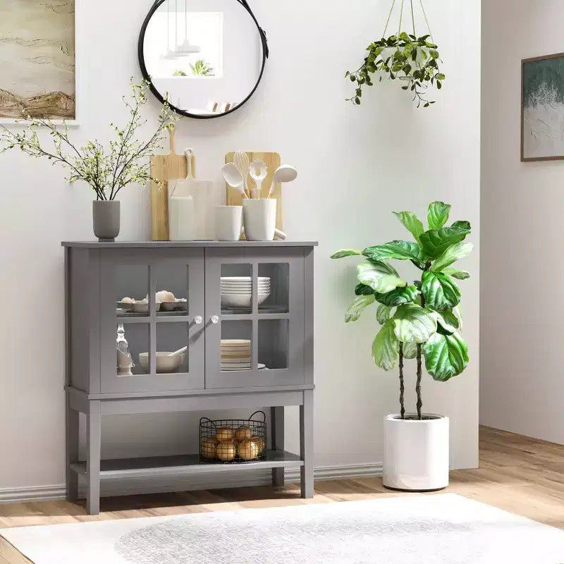 Meuble de rangement de cuisine HOMCOM avec 2 portes vitrées et étagères