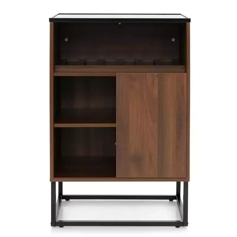 Buffet de rangement pour vin avec étagère réglable et porte coulissante pour la cuisine