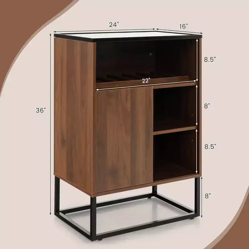 Buffet de rangement pour vin avec étagère réglable et porte coulissante pour la cuisine