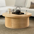 Table basse minimaliste en bois naturel avec plateau rectangulaire spacieux pour le salon