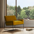 Fauteuil moderne en tissu doré moutarde avec structure en aluminium thermolaqué pour le salon
