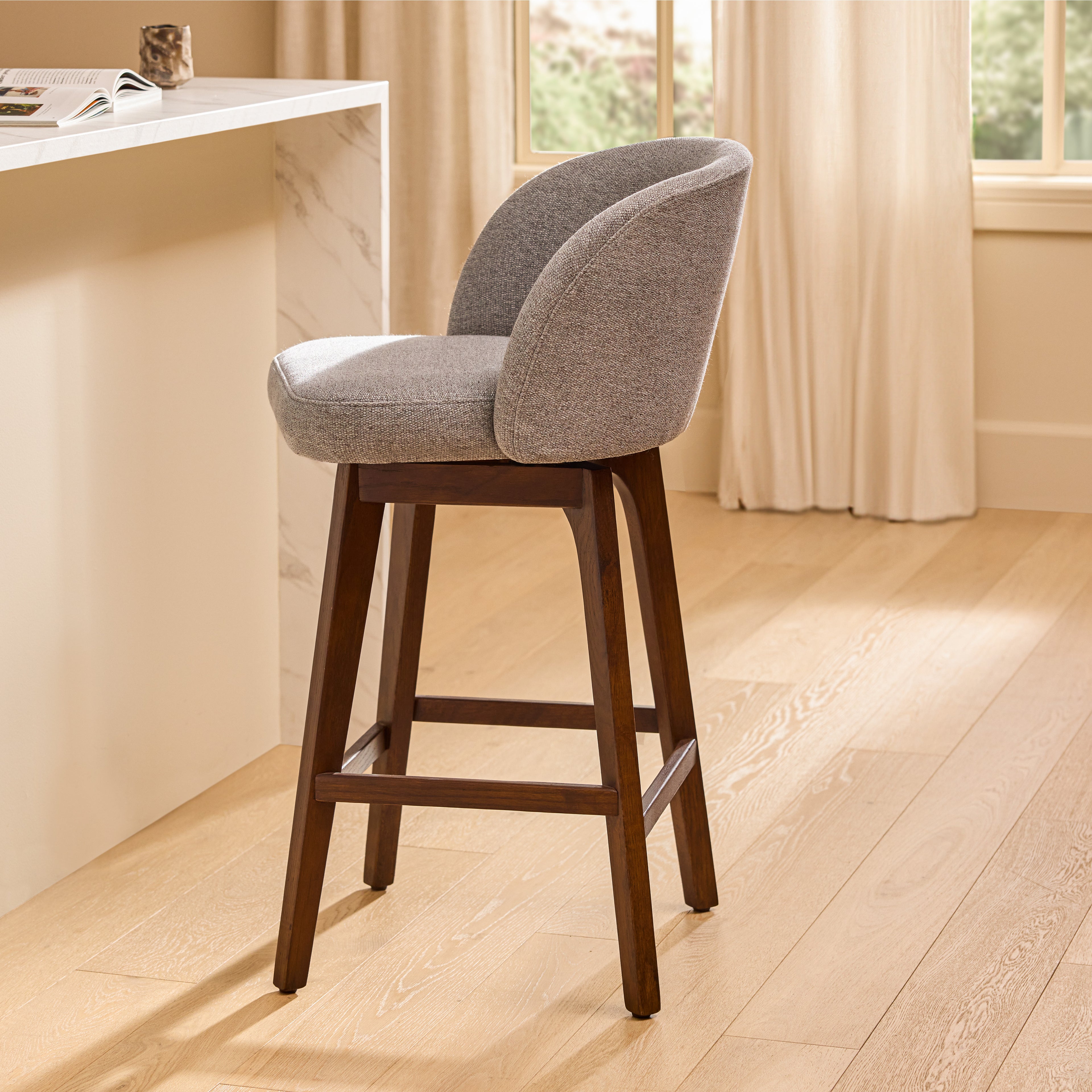 Chaise de salle à manger en bois massif rose poudré avec coussins garnis de fibres pour salle à manger
