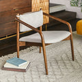 Fauteuil de salon en tissu brun chaud de style Mid-Century avec silhouette courbée et cadre en noyer pour le salon