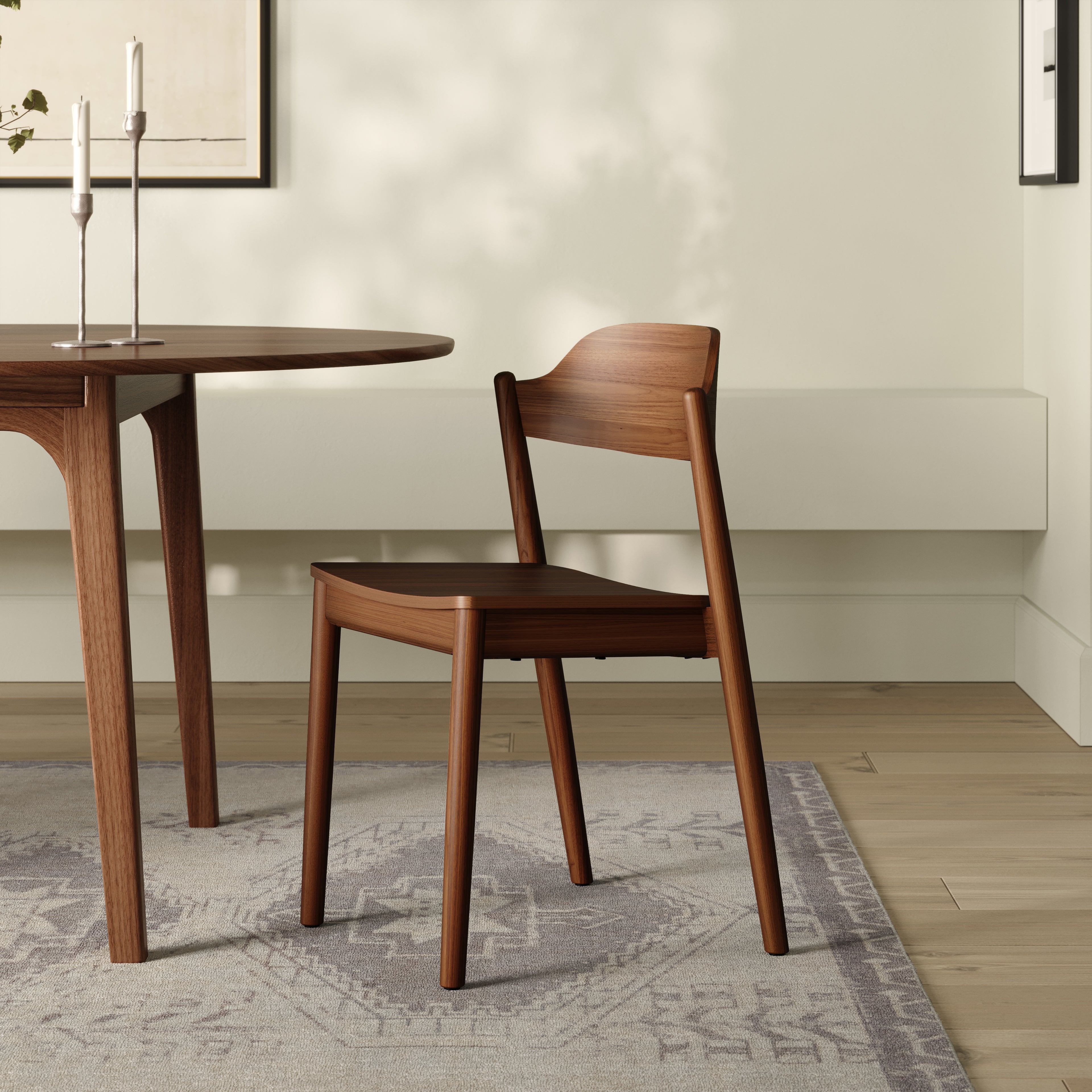 Chaise de salle à manger empilable en bois massif marron