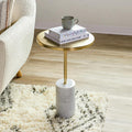 Table d'appoint contemporaine en laiton et marbre avec plateau en acier thermolaqué pour le salon