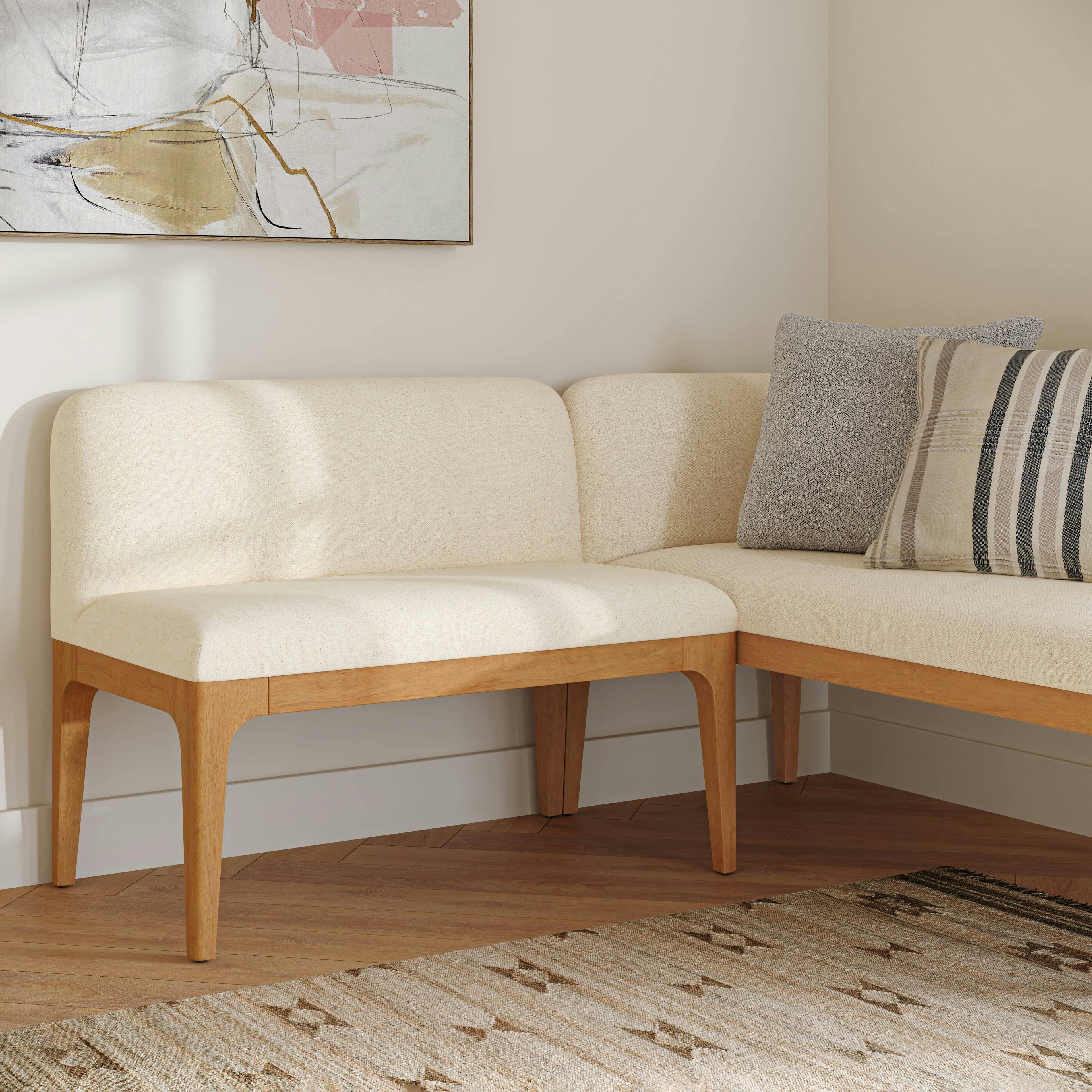 Banquette sans accoudoirs en bois massif naturel pour salle à manger
