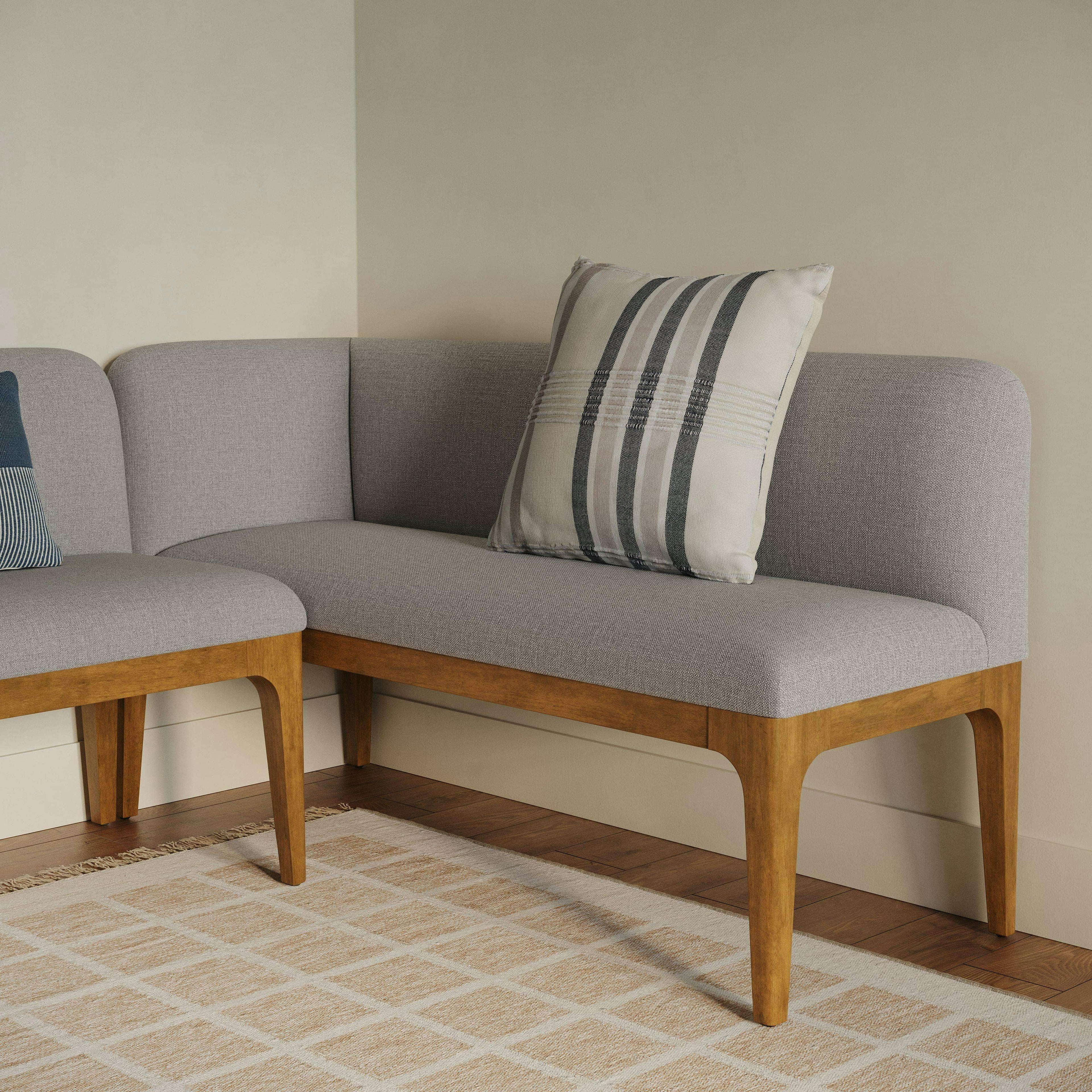 Banquette de coin en bois massif gris pour salle à manger